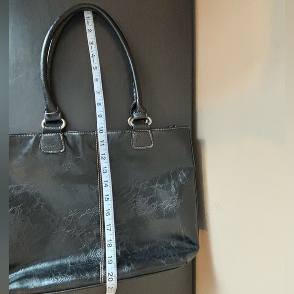 Minelli Italy Black Crackle Leather Bag - Picture 13 of 15